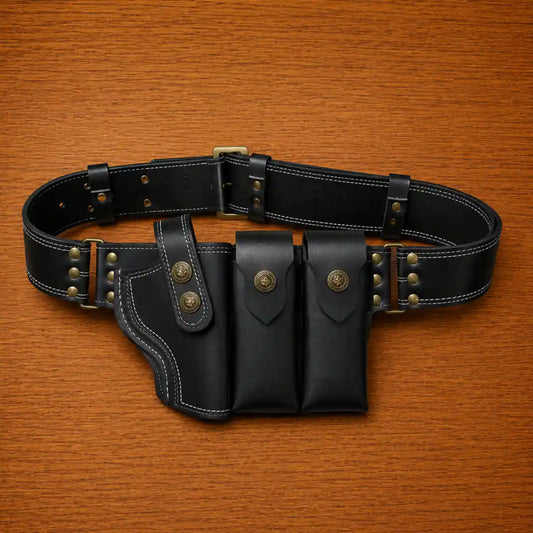 Premium Handcrafted Double Magazine Leather Holster | 9mm & .30 Bore Compatible